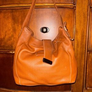 Vintage Liz Claiborne Elegant Cognac Brown Leather Hobo Slouchy Bag